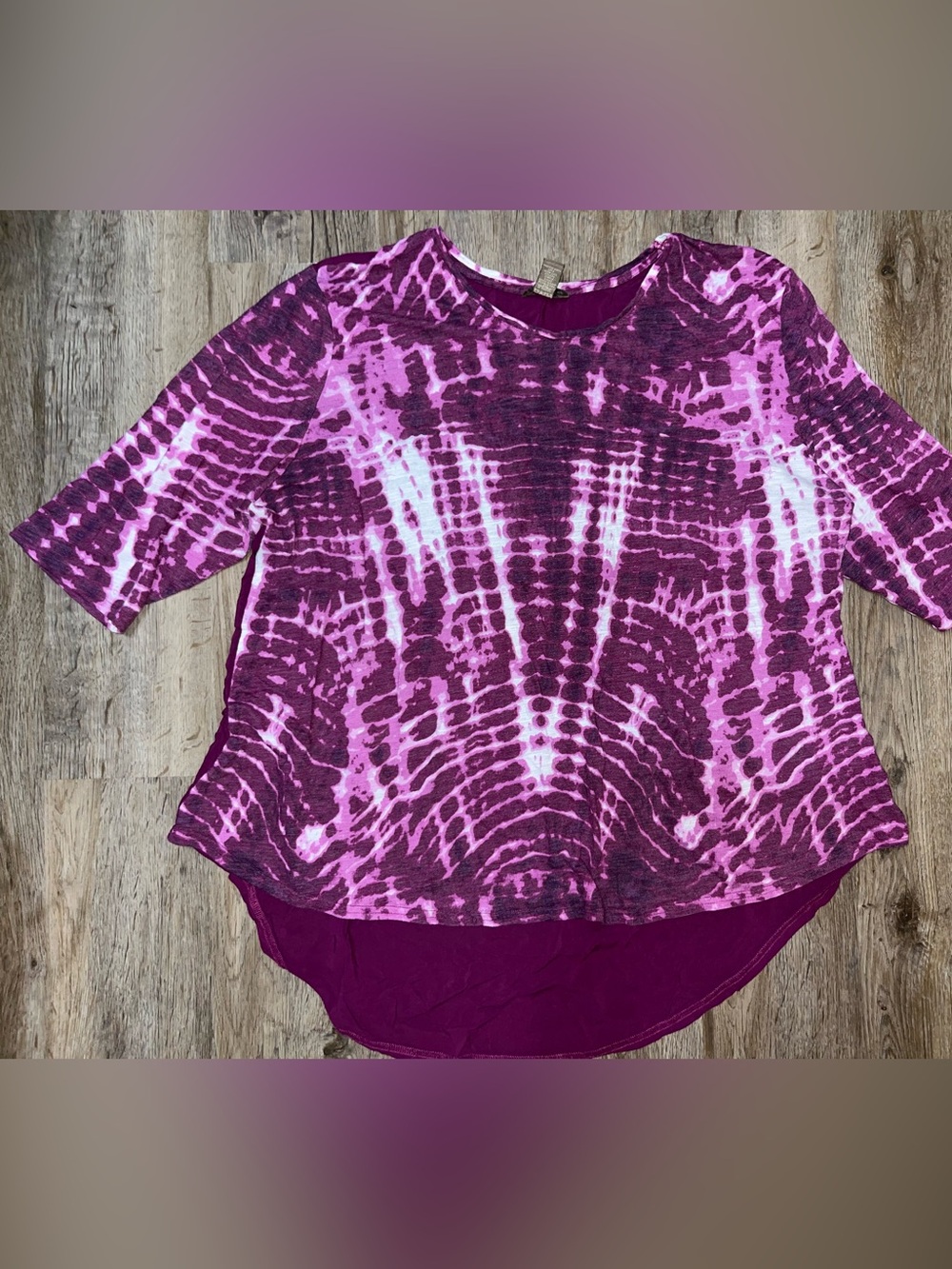 Bit and Bridle Magenta Tie Dye Womens Blouse 1X